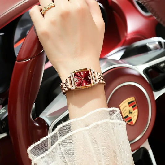 Diamond Luxury Watch for Woman High Quality Waterproof Date Ladies Quartz Watch Stainless Steel Women Watches Reloj+Box