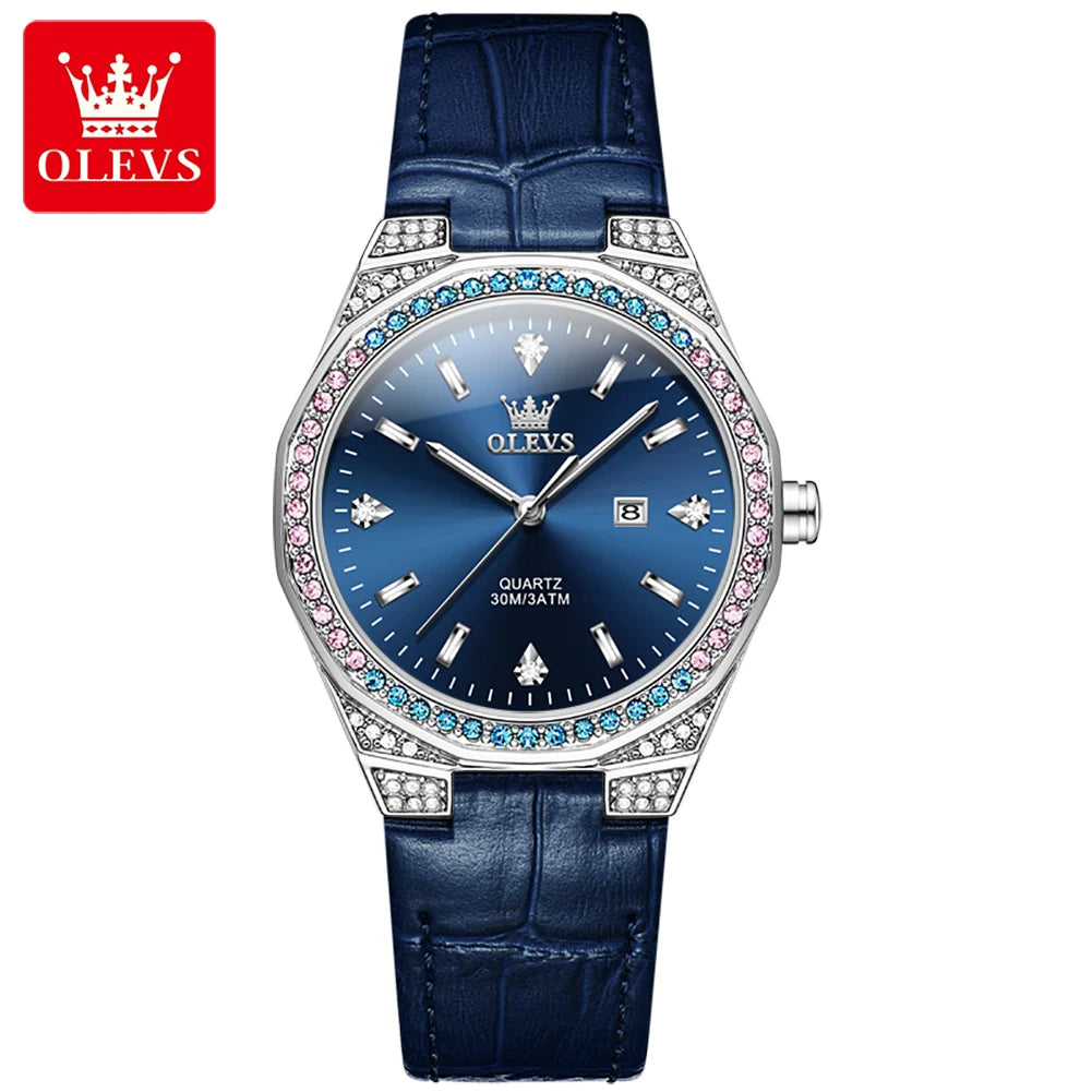 Original Women'S Watches Diamond Lap Fashion Leather Strap 3M Waterproof Luminous Ladies Wristwatch Quartz Watch for Women