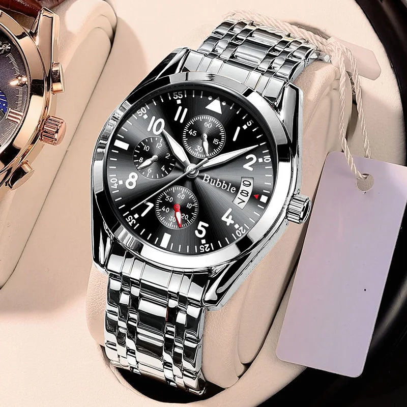 Luxury Men'S Watch Waterproof Men Quartz Watches for Man Wristwatch Male Mechanical Luminous Alloy Strap Date Automatic Clock