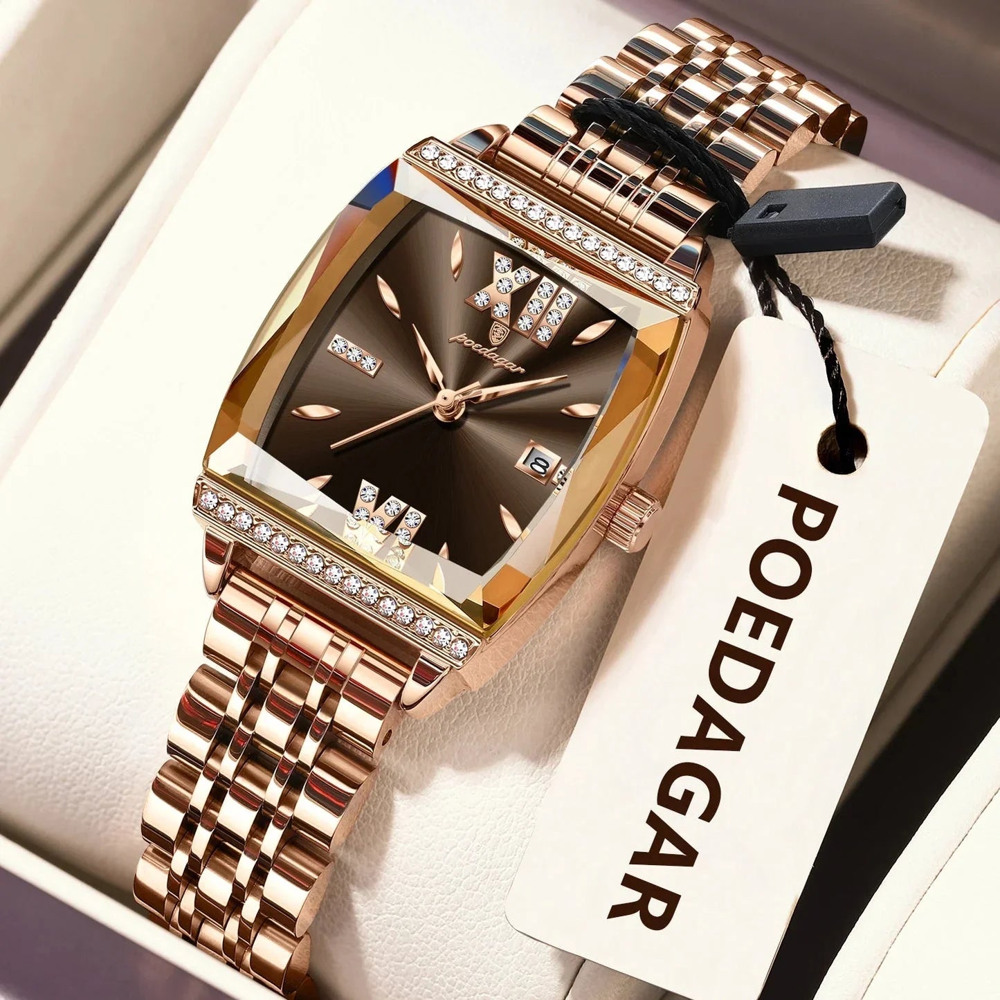 Diamond Luxury Watch for Woman High Quality Waterproof Date Ladies Quartz Watch Stainless Steel Women Watches Reloj+Box