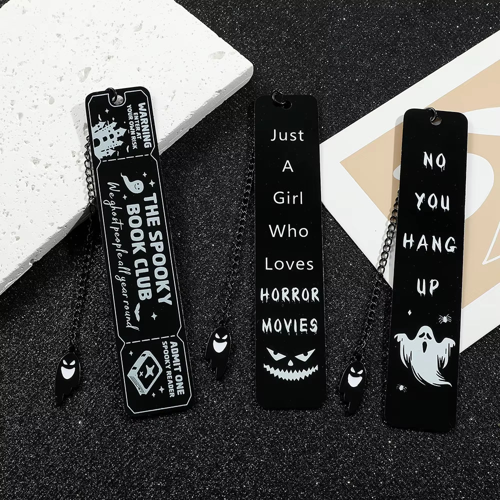 Creative Halloween Themed Bookmark - Black Stainless Steel Bookmark, a Reading Gift for Readers, a Gift for Horror Enthusiasts