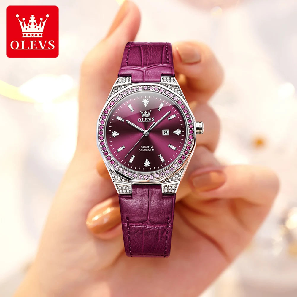 Original Women'S Watches Diamond Lap Fashion Leather Strap 3M Waterproof Luminous Ladies Wristwatch Quartz Watch for Women