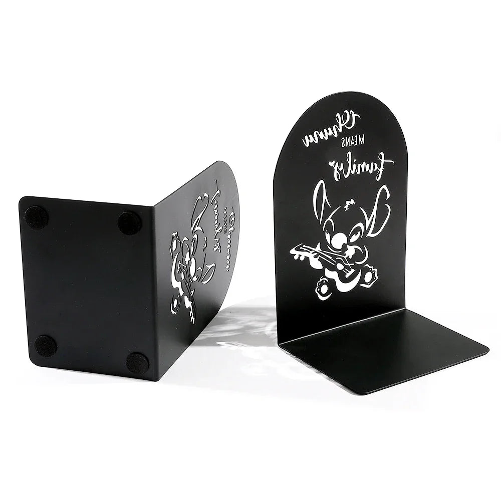 2Pcs Cute Stitch Book Ends Heavy Duty Metal Bookends Office Desktop Home Bookshelf Book Rack Office Supplies for Book Lovers