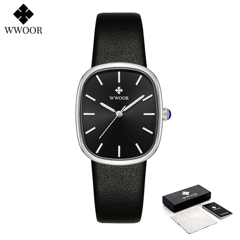 WWOOR New Reloj Fashion Women'S Bracelet Watch Luxury Brand Elegant Dress Quartz Clock Waterproof Top Ladies Wristwatch Gift Box
