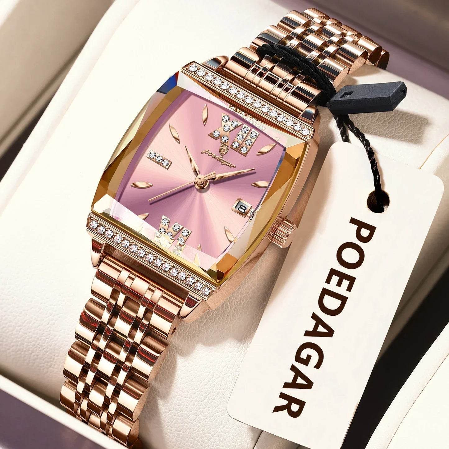 Diamond Luxury Watch for Woman High Quality Waterproof Date Ladies Quartz Watch Stainless Steel Women Watches Reloj+Box
