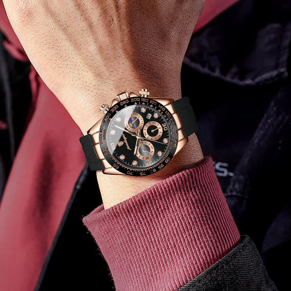 Fashion Luxury Men Wristwatch Chronograph Date High Quality Quartz Man Watch Waterproof Luminous Military Men'S Watches