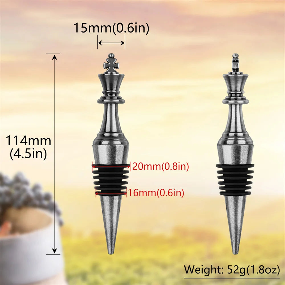 Vintage Wine Bottle Stoppers Chess King/Queen Decoration Metal Silicone Wine Seal Stopper Wine Gift Kitchen Bar Accessories Tool