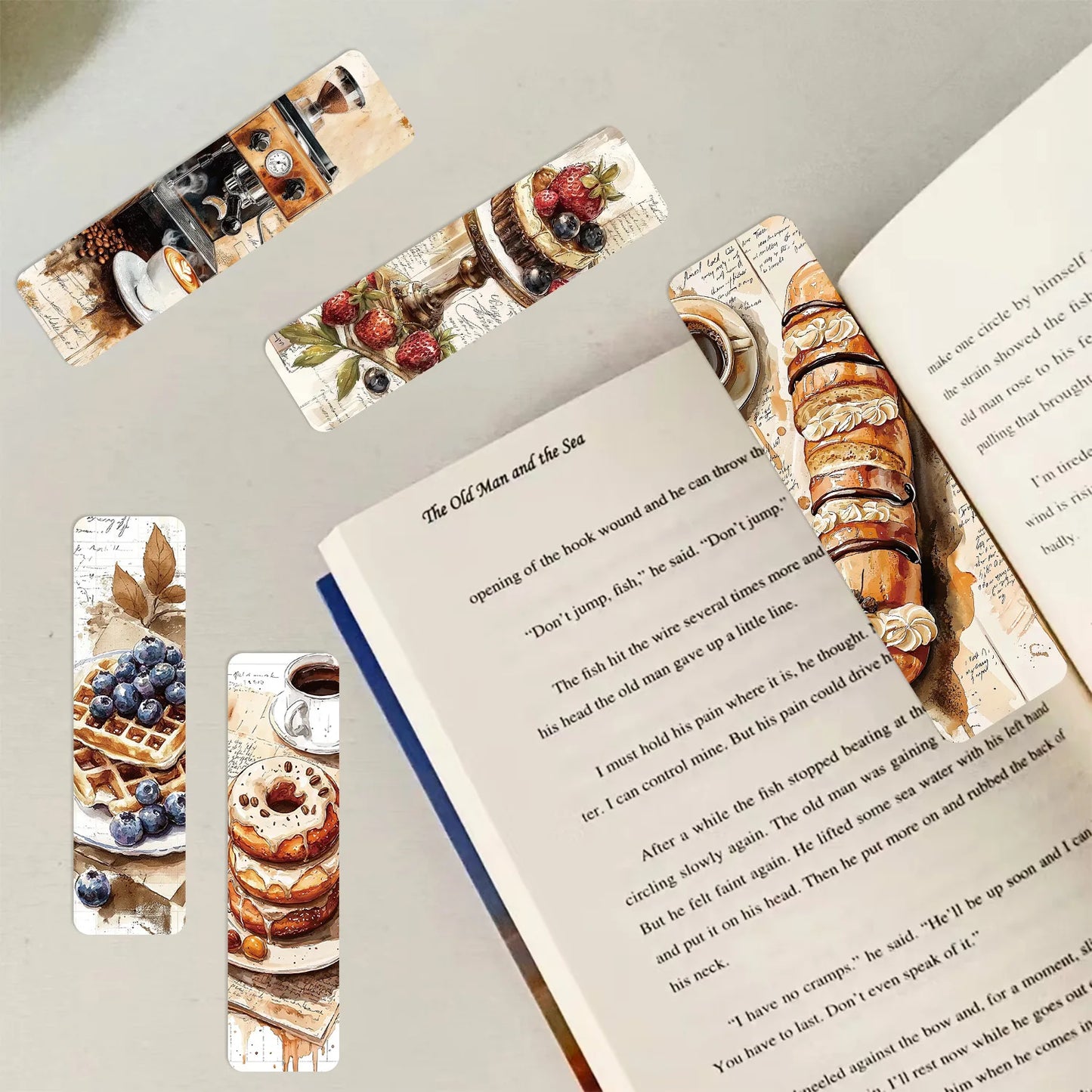 30Pcs Set Aesthetic Coffee Dessert Cake Afternoon Tea Themed Bookmarks Decorative Reading Pages Student Stationery Book Marks