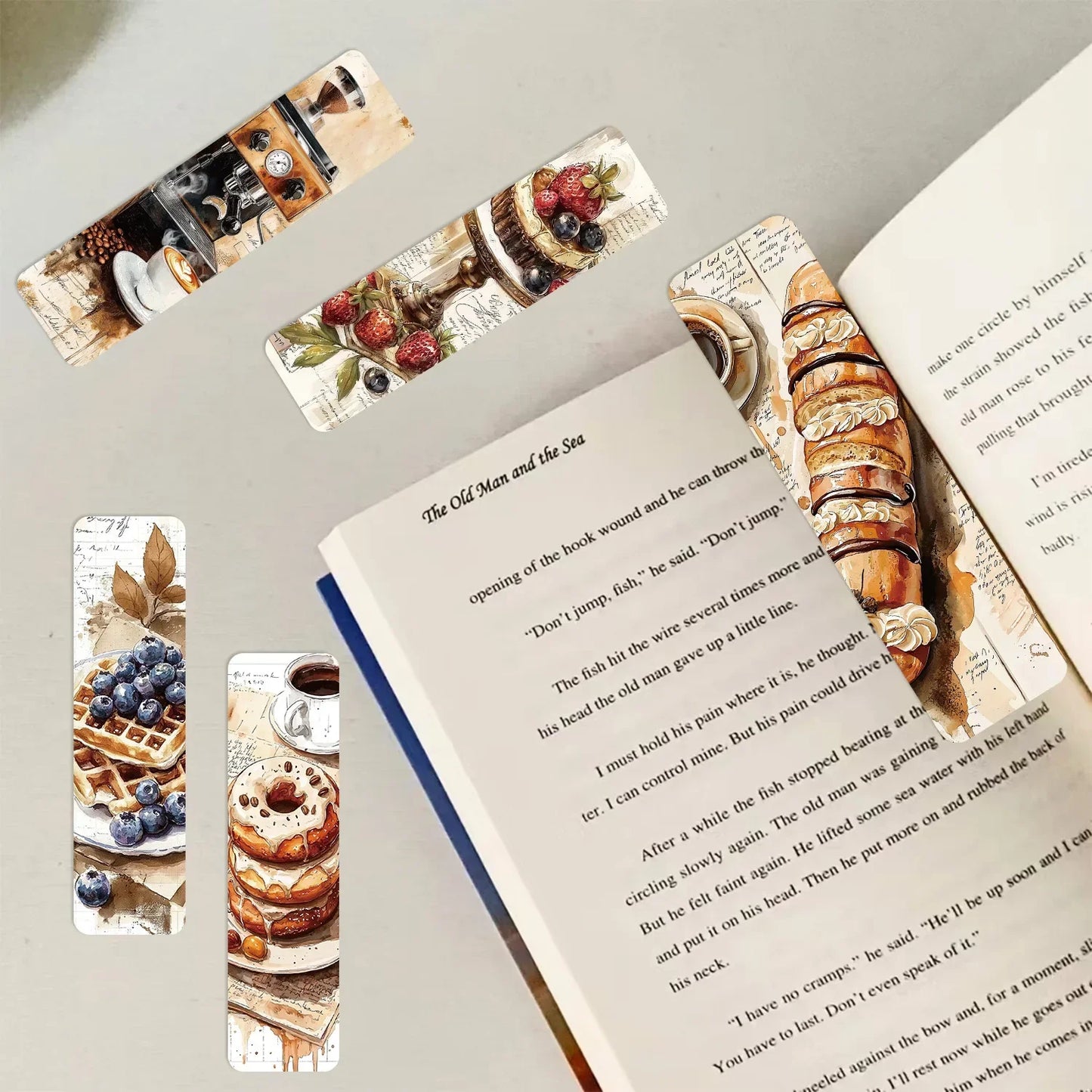 30Pcs Set Aesthetic Coffee Dessert Cake Afternoon Tea Themed Bookmarks Decorative Reading Pages Student Stationery Book Marks