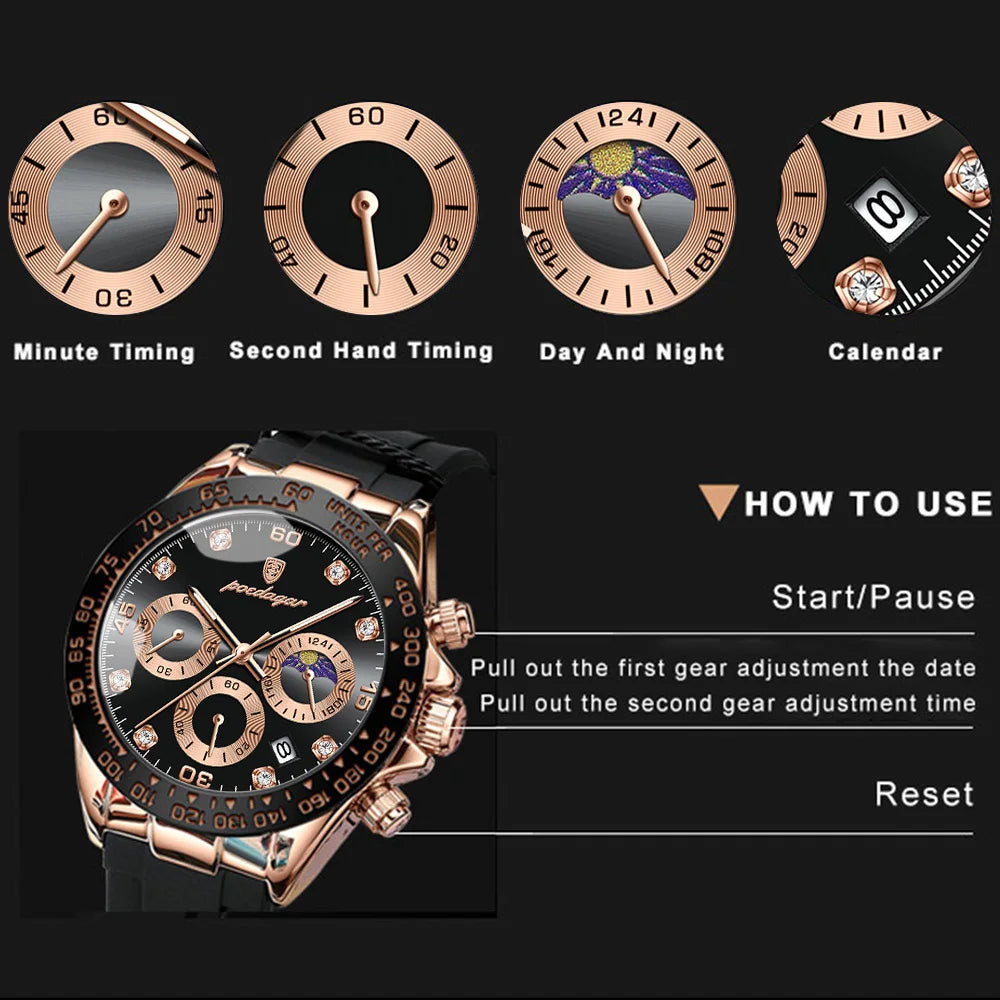 Fashion Luxury Men Wristwatch Chronograph Date High Quality Quartz Man Watch Waterproof Luminous Military Men'S Watches