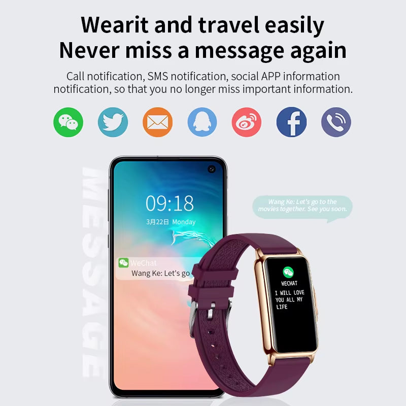 New Fashion Smart Watch Ladies Message Push Blood Pressure DIY Custom Dial Sports Bracelet Waterproof Men Smartwatch Women