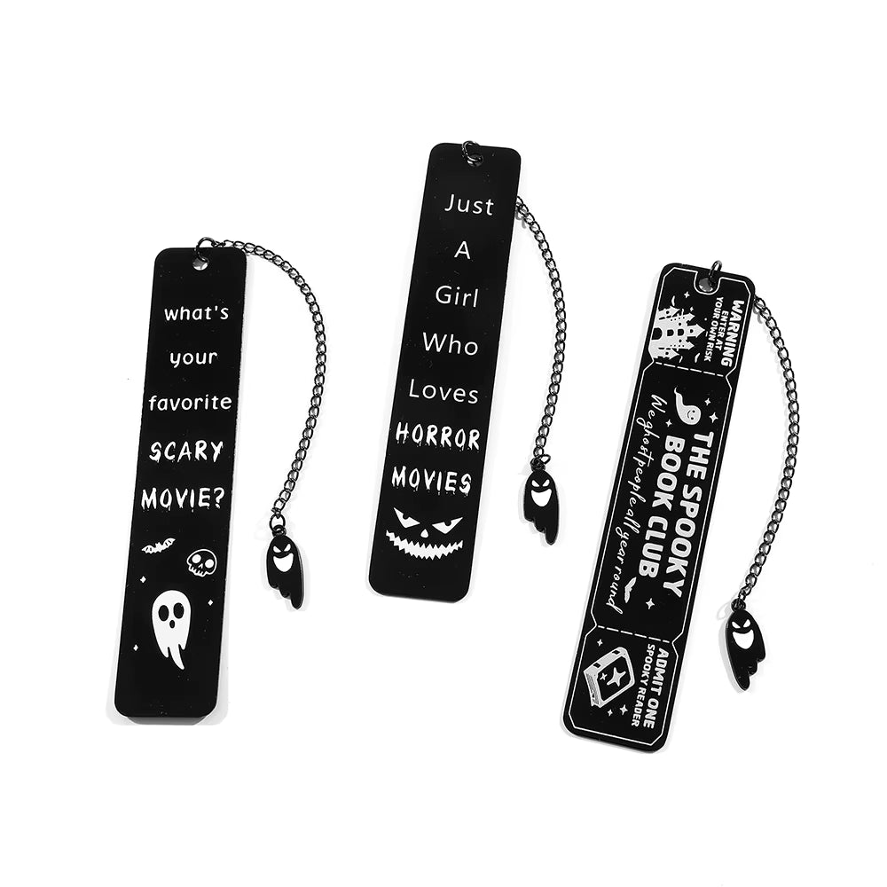 Creative Halloween Themed Bookmark - Black Stainless Steel Bookmark, a Reading Gift for Readers, a Gift for Horror Enthusiasts