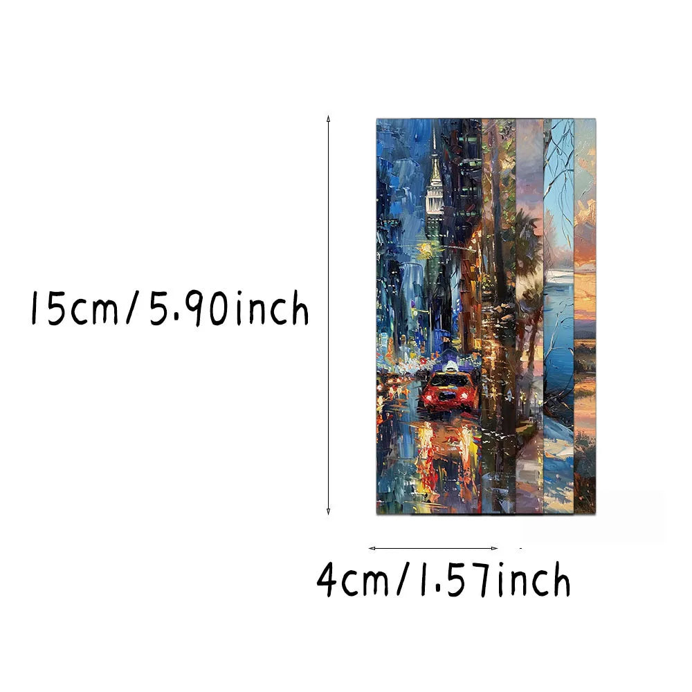 30/60PCS Oil Painting Landscape High Beauty Creative Bookmarks Ins Style Niche Novels Calligraphy and Painting Books Label Cards