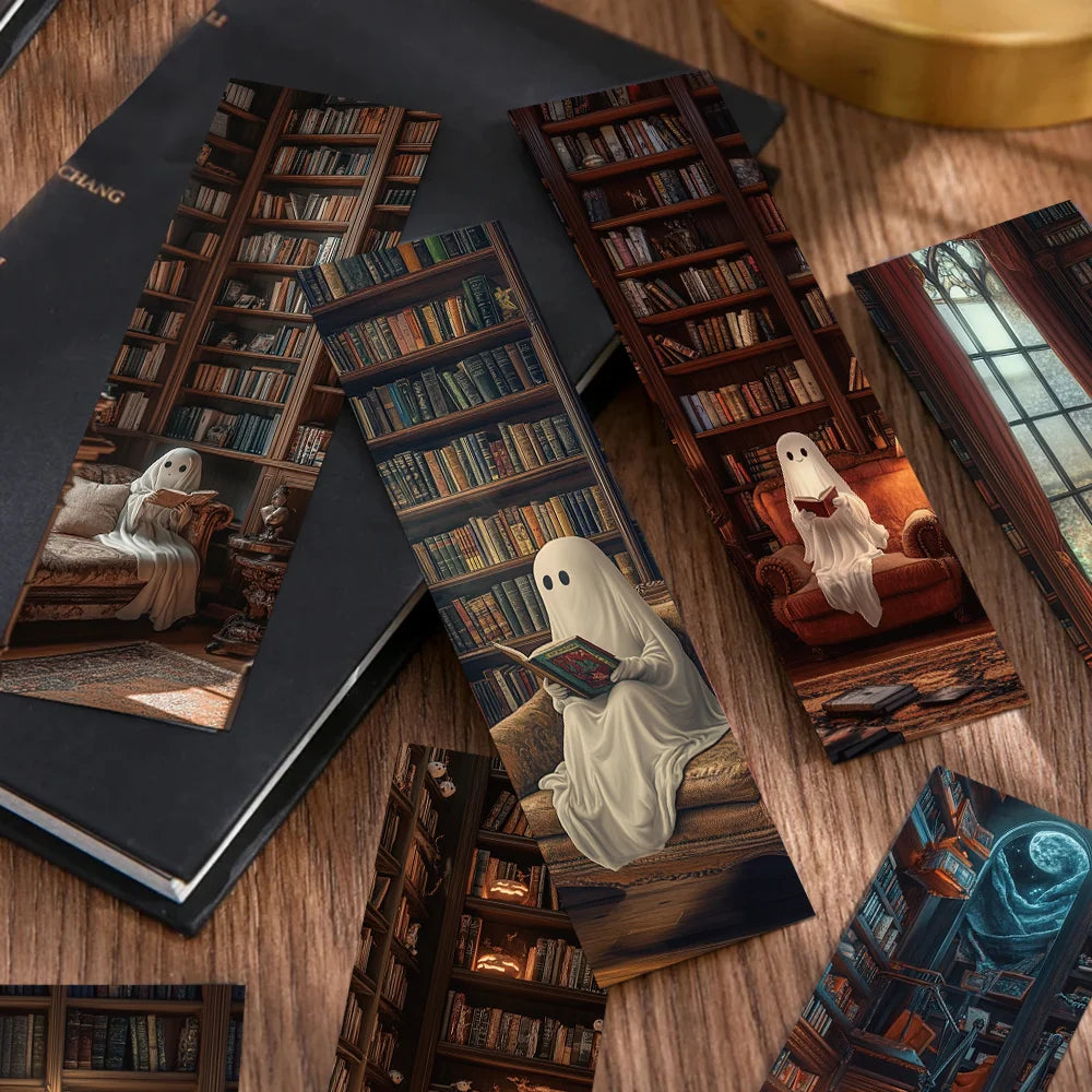 30Pcs Library Ghost Reading Bookmarks for Students Paper Card Decorating Books Book Page Labeling Page Book Marking DIY