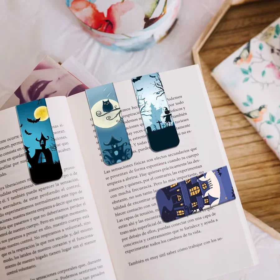 12Pcs Halloween Magnetic Bookmarks, Clip Scripture Magnet Page Markers for Teachers and Students' Reading