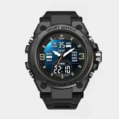 New High-End Luxury Men'S and Young Students' Quartz Electronic Dual Movement Waterproof Night Light Multifunctional Steel Alloy