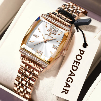Diamond Luxury Watch for Woman High Quality Waterproof Date Ladies Quartz Watch Stainless Steel Women Watches Reloj+Box