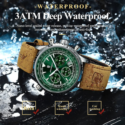 Luxury Business Men'S Watch Waterproof Luminous Date Chronograph Leather Man Clock Fashion Quartz Watches for Men Reloj