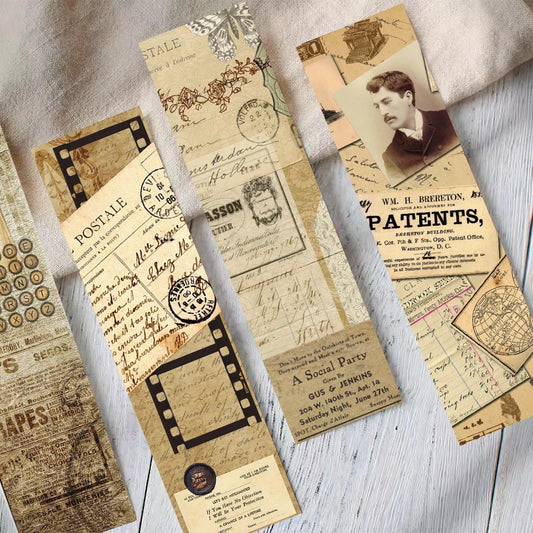 30PCS Vintage Style Bookmarks Students Decorating Notebook Exquisite Creative Pages Cards Book Marking with Creative Gifts Cards