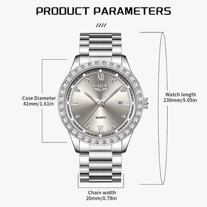 Elegant Women'S Watch Fashion Waterproof Clock Luminous Stainless Steel Business Quartz Watch for Women Reloj De Mujer+Box