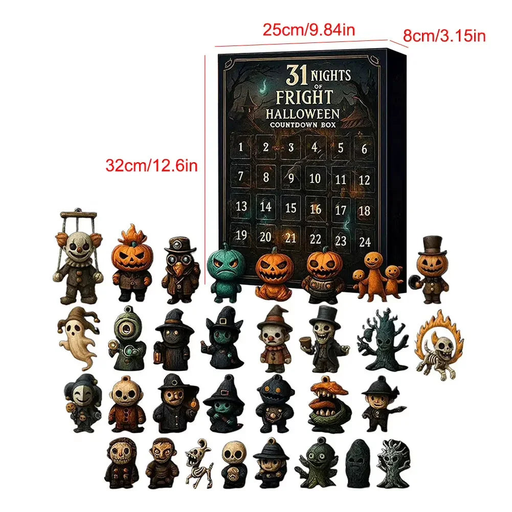 31 Nights of Fright Halloween Advent Calendar Blind Box with Figurines Halloween Countdown Calendars Horror Nights 31/15/7 Days