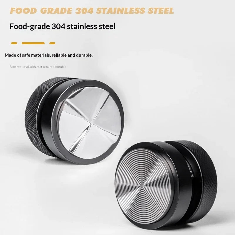 Stainless steel coffee tamper dual-sided for espresso, durable food-grade 304 material