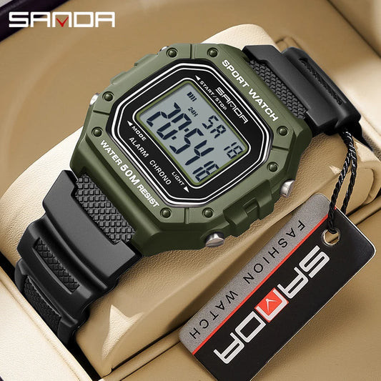 2156 Fashion Mens Watch Military Water Resistant Sport Watches Army Big Dial Led Digital Wristwatches Stopwatches for Male