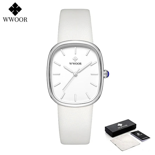 WWOOR New Reloj Fashion Women'S Bracelet Watch Luxury Brand Elegant Dress Quartz Clock Waterproof Top Ladies Wristwatch Gift Box