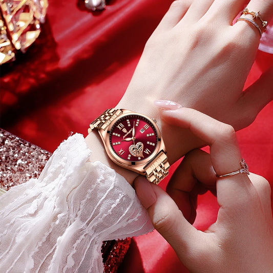 Top Luxury Woman Watches Waterproof Luminous Date Stainless Steel Women'S Quartz Wristwatch Elegant Dress Ladies Watch