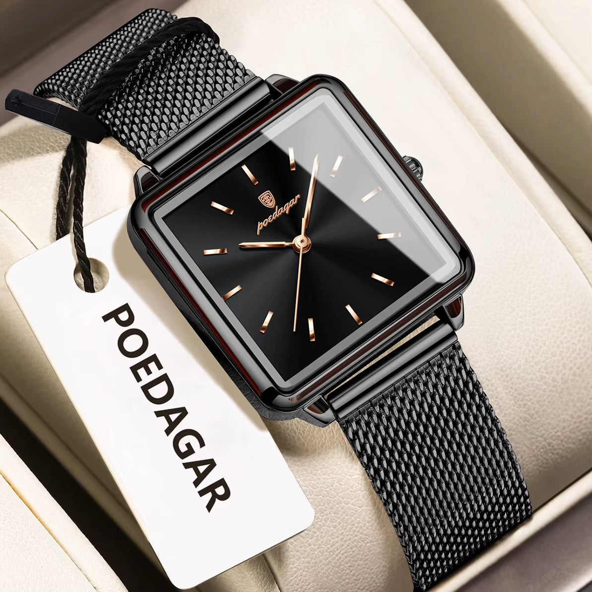 Fashion Brand Ladies Wristwatch Waterproof Mesh Stainless Steel Woman Watch Elegant Square Quartz Women'S Watches Reloj