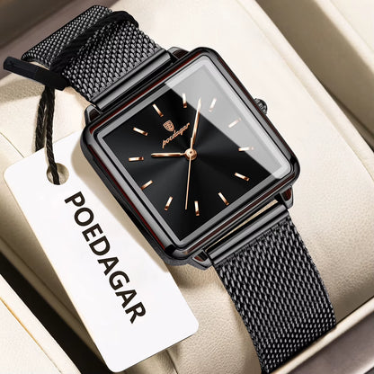 Fashion Brand Ladies Wristwatch Waterproof Mesh Stainless Steel Woman Watch Elegant Square Quartz Women'S Watches Reloj