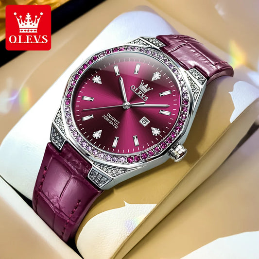 Original Women'S Watches Diamond Lap Fashion Leather Strap 3M Waterproof Luminous Ladies Wristwatch Quartz Watch for Women
