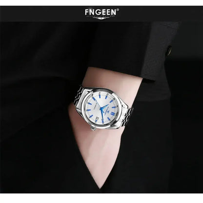 New Fashion Blue Light Automatic Mechanical Watches Business Men Luxury Watch Casual Calendar Wristwatches Male Gifts Watches