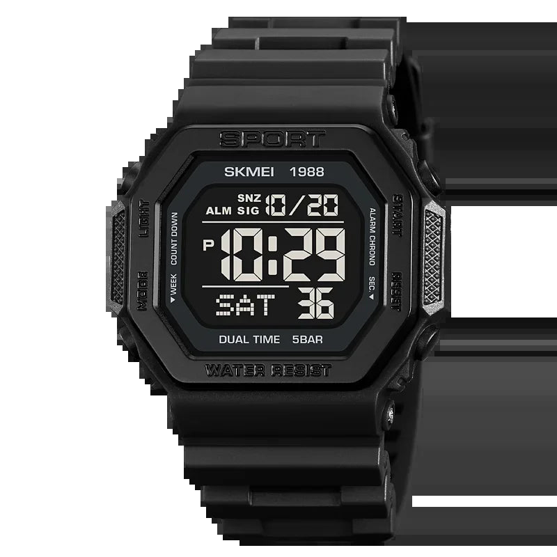1988 Digital Sport Watch for Men LED Display Military Countdown Military Wristwatches Waterproof Mens Reloj Hombre 1628