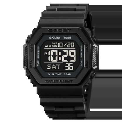 1988 Digital Sport Watch for Men LED Display Military Countdown Military Wristwatches Waterproof Mens Reloj Hombre 1628