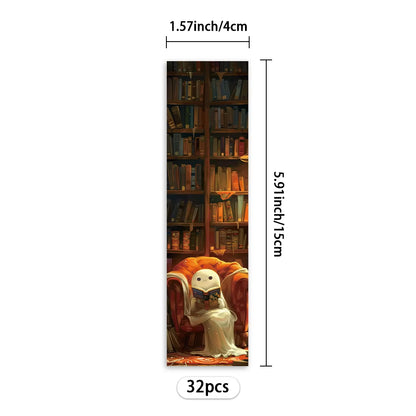 32Pcs. Ghost Bookmarks for Reading, Suitable for Back-To-School Season, Christmas, Halloween, Teachers, Readers, and Birthdays.