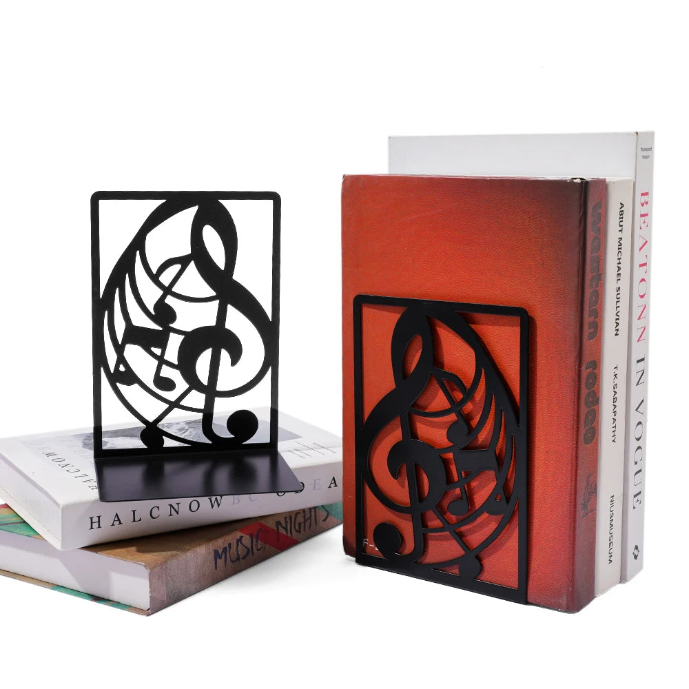 A Pair of Metal Bookshelves with High Notes and Patterns, Sturdy and Slip Resistant, Is the Perfect Gift for Composers.