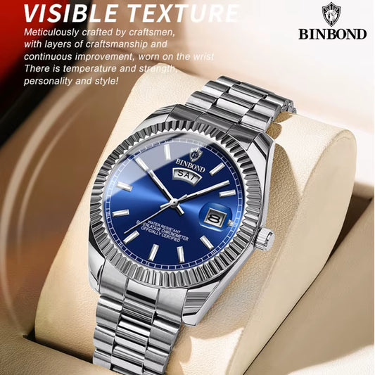 B7012 Mens Fashion Business Sports Quartz Watch 30M Waterproof Luminous Classic Calendar Creative Clock Mens Wristwatch