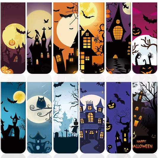 12Pcs Halloween Magnetic Bookmarks, Clip Scripture Magnet Page Markers for Teachers and Students' Reading