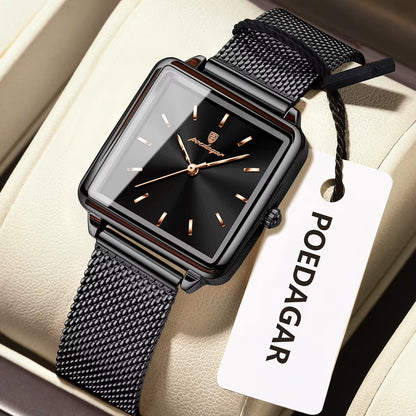Fashion Brand Ladies Wristwatch Waterproof Mesh Stainless Steel Woman Watch Elegant Square Quartz Women'S Watches Reloj