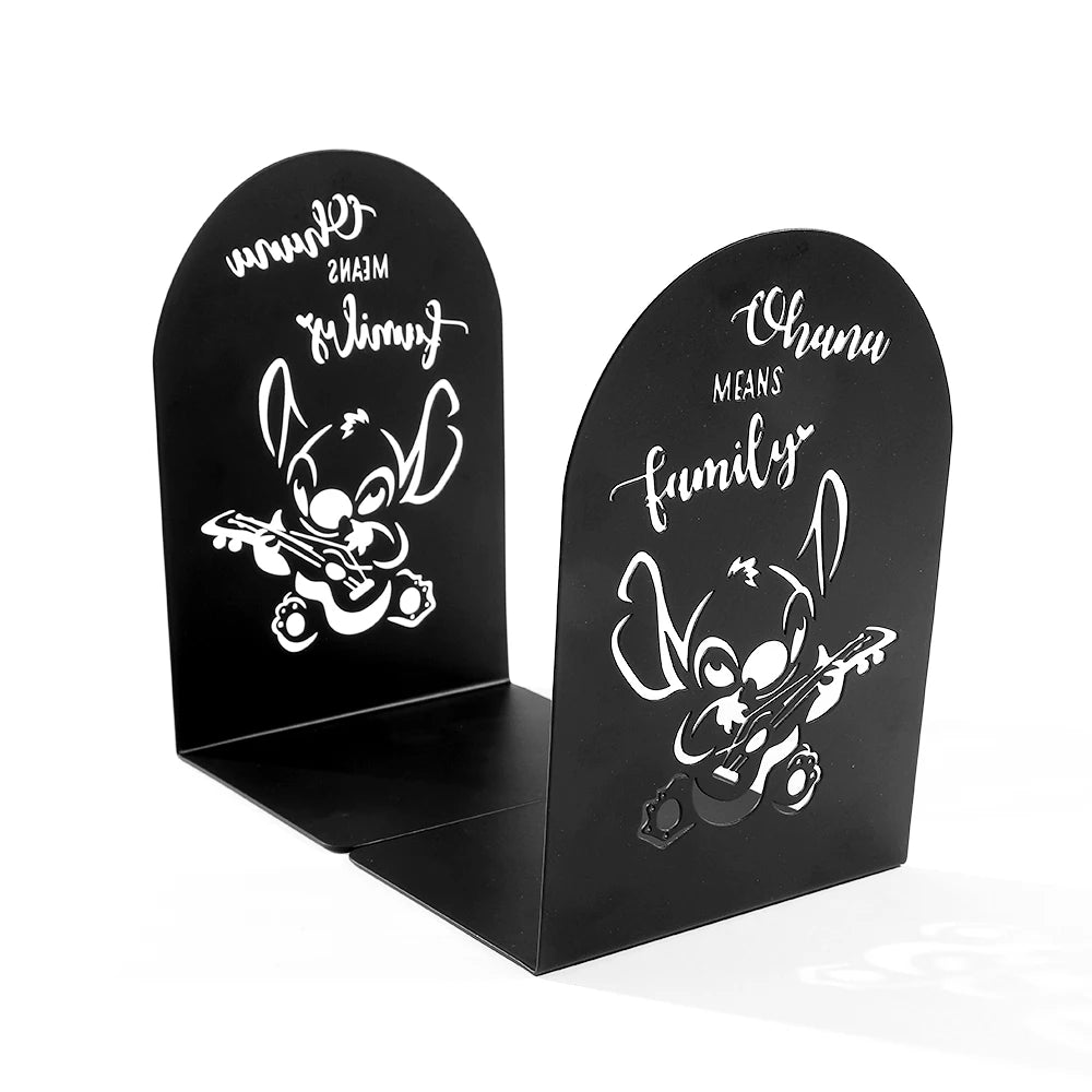 2Pcs Cute Stitch Book Ends Heavy Duty Metal Bookends Office Desktop Home Bookshelf Book Rack Office Supplies for Book Lovers
