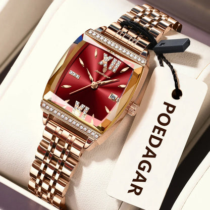 Diamond Luxury Watch for Woman High Quality Waterproof Date Ladies Quartz Watch Stainless Steel Women Watches Reloj+Box