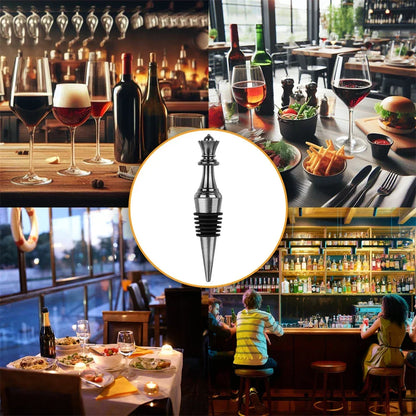 Vintage Wine Bottle Stoppers Chess King/Queen Decoration Metal Silicone Wine Seal Stopper Wine Gift Kitchen Bar Accessories Tool