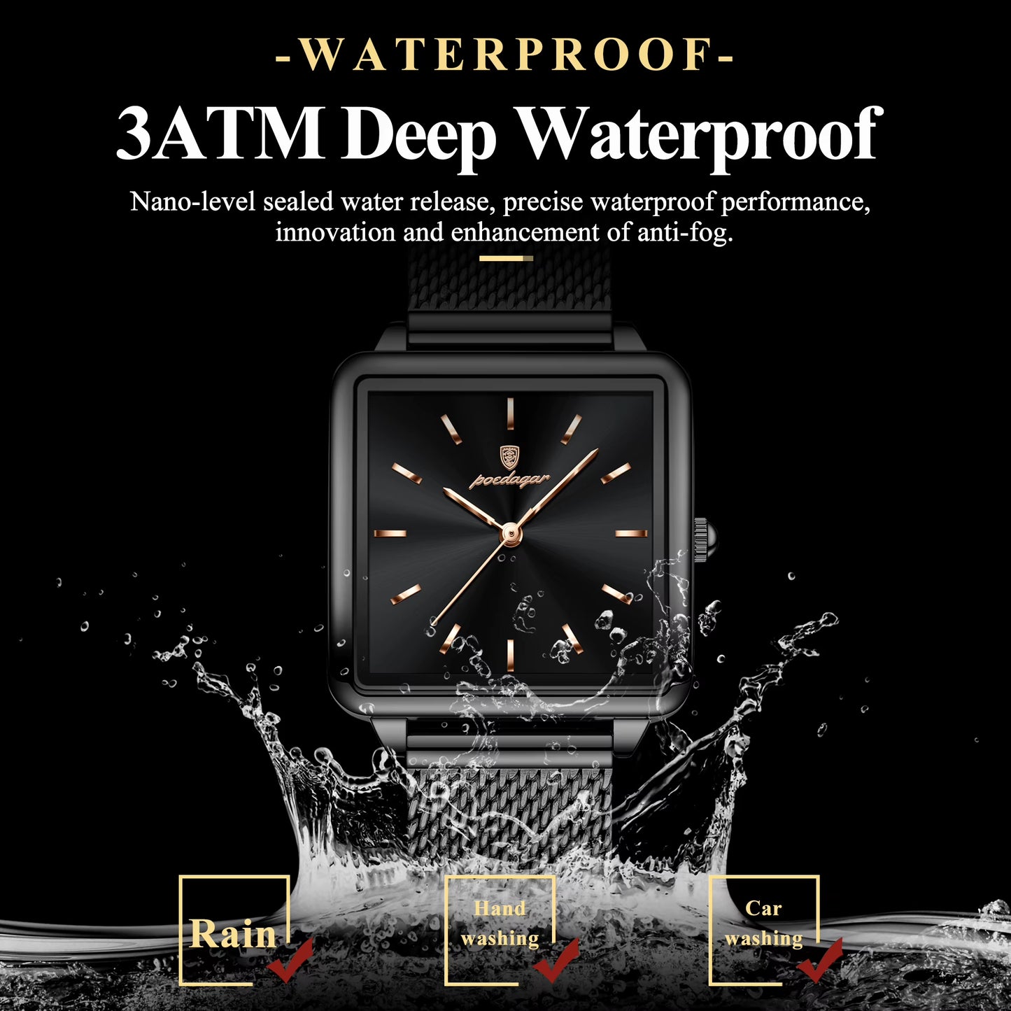 Fashion Brand Ladies Wristwatch Waterproof Mesh Stainless Steel Woman Watch Elegant Square Quartz Women'S Watches Reloj