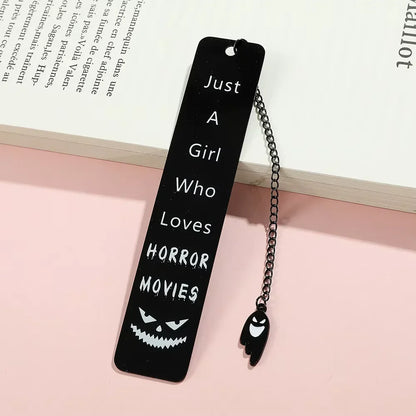 Creative Halloween Themed Bookmark - Black Stainless Steel Bookmark, a Reading Gift for Readers, a Gift for Horror Enthusiasts