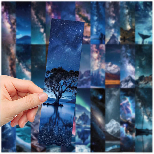 30Pcs Milky Way Galaxy Wandering Star Bookmark Space Bright Star Paper Card Reading Page Book Marking Student Message Card
