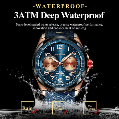 Luxury Watch Men Quartz Nylon Leather Strap Man Wristwatch Waterproof Luminous Chronograph Date Men'S Watches Reloj+Box