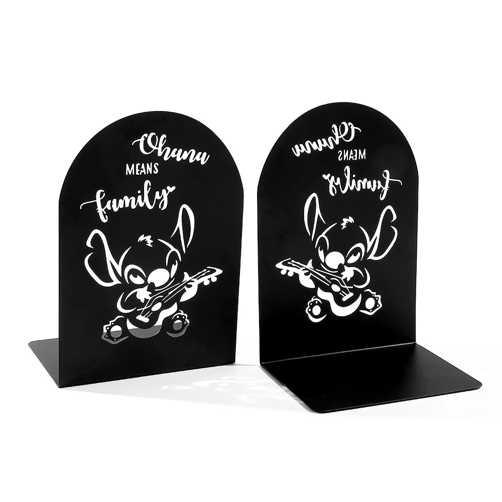 2Pcs Cute Stitch Book Ends Heavy Duty Metal Bookends Office Desktop Home Bookshelf Book Rack Office Supplies for Book Lovers