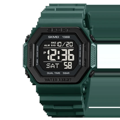 1988 Digital Sport Watch for Men LED Display Military Countdown Military Wristwatches Waterproof Mens Reloj Hombre 1628