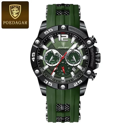 POEDAGAR Silicone Strap Sport Men'S Watch Luxury Stopwatch Waterproof Military Wristwatches for Men Brand Luminous Clock Newest